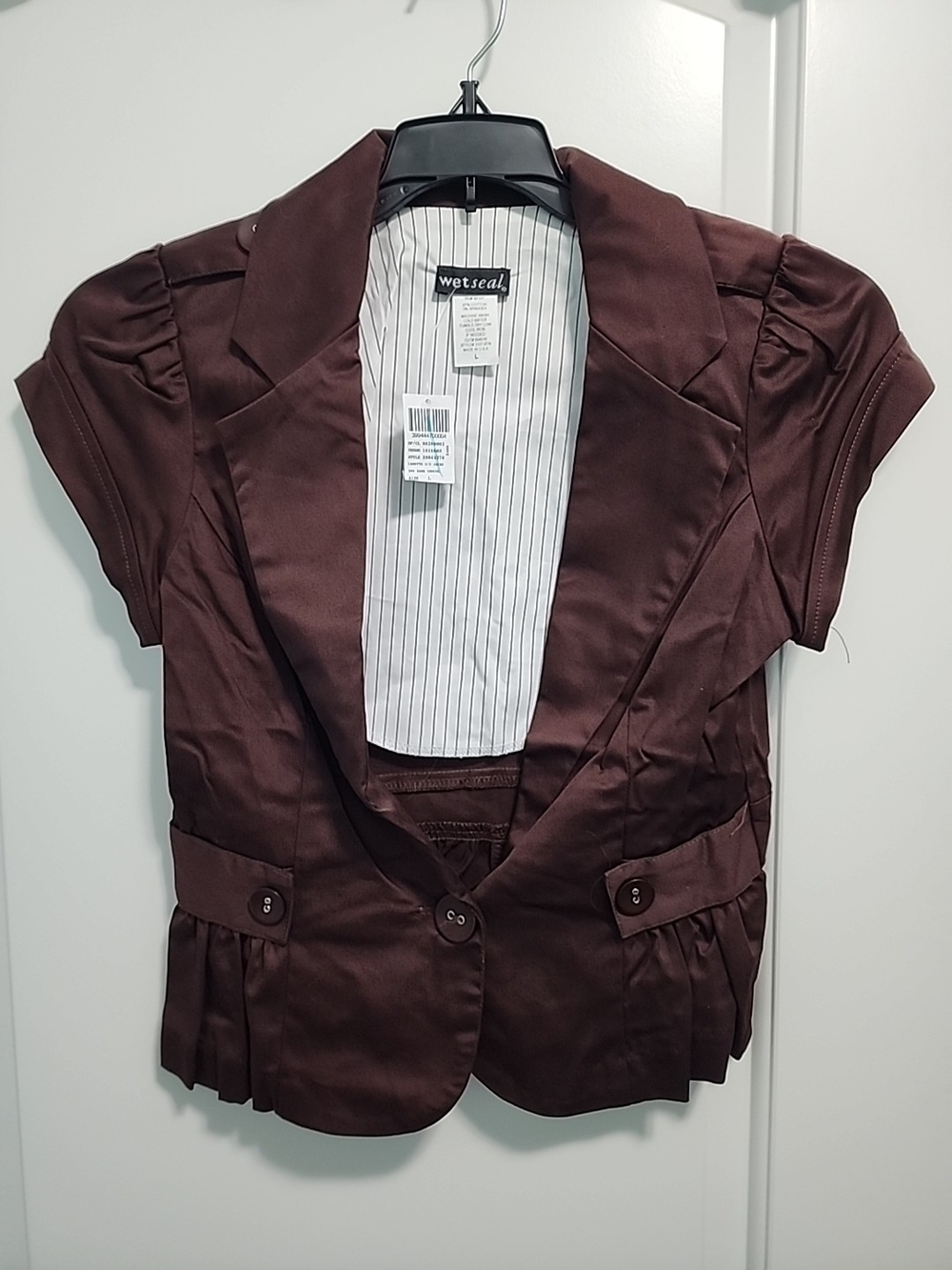 Wet Seal Short Sleeve Blazer in Chocolate Brown Vintage